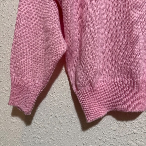 Dana Scott Pink Lace Pearl Embellished Knit vintage Sweater Women's M Barbiedoll - Picture 7 of 8